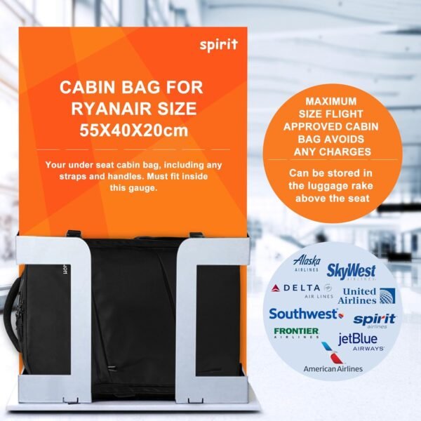 HOMIEE Sac à Dos de Voyage Extra Large, Sac à Dos Cabine Imperméable pour Ordinateur Portable, Sac a Dos Voyage Avion Antivol avec Port de Charge USB, Sac a Dos Bagage à Main, Noir – Image 4