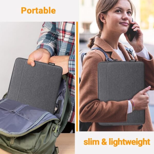 TECOOL 14 Pouces Housse Ordinateur Portable pour 14 Pouces Lenovo Thinkpad HP Dell Acer ASUS Chromebook Notebook Laptop, 15,3 MacBook Air M3 M2, Pochette 14 PC Portable Protection, Gris foncé – Image 6