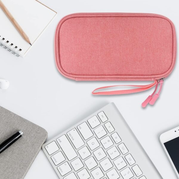 Lacdo USB Organiseur électronique Sac de câble de Voyage Pochette Accessoires Techniques Étui de Portable Étui Double Couche pour SanDisk/SamData/Samsung Clés USB, Banque d'alimentation, Rose – Image 7