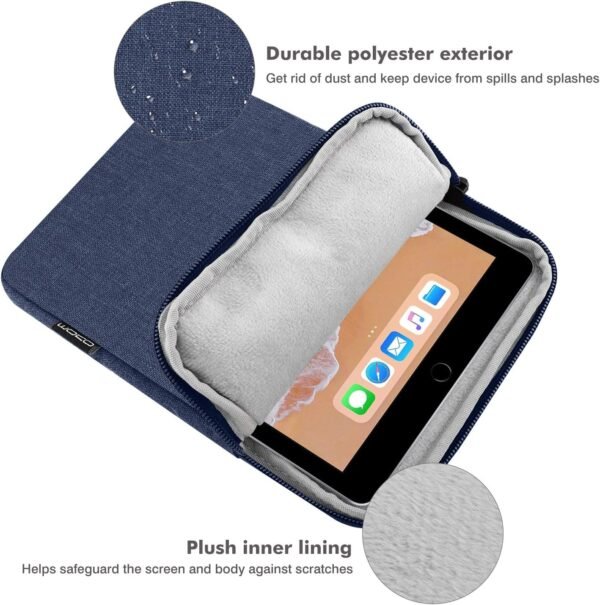 MoKo 9-11 Pouces Tablette Housse Sac de Transport pour New 11" iPad Air M3, iPad A16 2025, iPad Pro 11 M4, Air 5/4/3, iPad 10/9/8th Gen, Tab S8/S9 11", Marine Bleu – Image 3