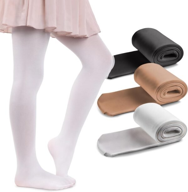 MANA MANA Lot De 2 Et 3 Collants Unis Pour Filles – Collants Opaques Pour Enfants Pour L'école, La Danse, Le Ballet – Doux Et Élégants, 40 Den, Fabriqués En Italie, 2 Et 3 Paires