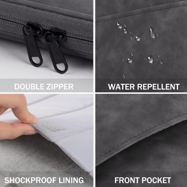 HoYiXi 13 14 Pouce Housse pour Laptop Cuir Pochette Case for MacBook Air 13 M1 M2/MacBook Pro 14 Compatible avec ASUS Vivobook 14/HP Pavilion X360/Dell HP ASUS Acer Huawei Matebook 14'' PC,Gris – Image 4