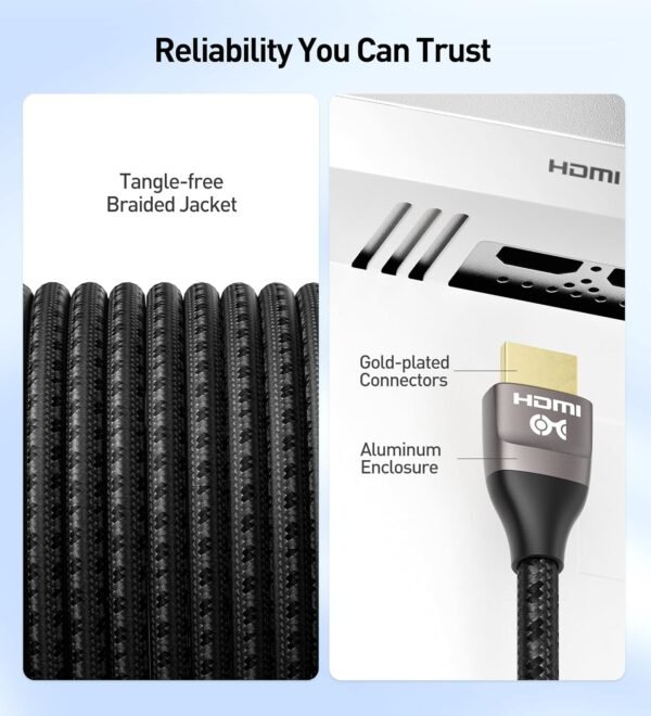 Cable Matters - Câble HDMI Ultra 8K 48 Gbit/s avec connecteurs métalliques et Gaine tressée – Compatible 8K 120 Hz et HDR pour PS5, Xbox Series X/S, RTX3080 / 3090, RX 6800/6900 Apple TV– 2 m – Image 7