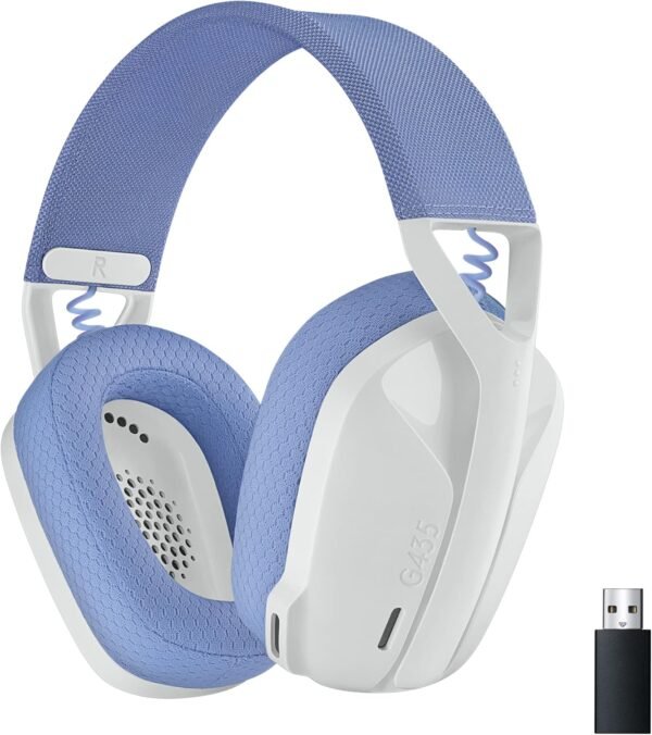 Logitech G435 LIGHTSPEED & Bluetooth sans Fil Casque Gamer, léger circum-auriculaire, Micro intégré, Batterie de 18h, Compatible avec Dolby Atmos, PC, PS4, PS5, Mobile, Nintendo Switch - Blanc