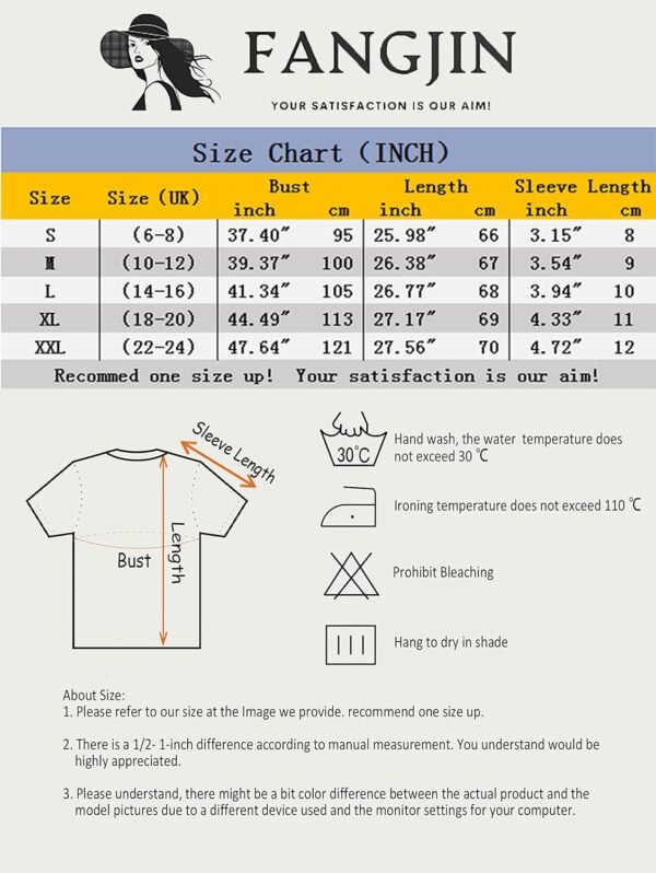 FANGJIN Tee Shirt Femme Col V Manches Courtes Grande Taille Chic Ete Top – Image 5