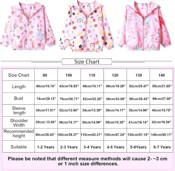 Bluesaly Veste d'extérieur à capuche pour filles - Coupe-vent - Manches longues - Protection solaire - Anti-buée - Vêtements pour bébé fille - Fermeture éclair - Léger et doux - Âge : 1 à 7 ans – Image 6