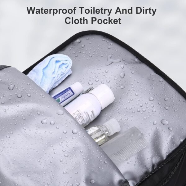 HOMIEE Sac à Dos de Voyage Extra Large, Sac à Dos Cabine Imperméable pour Ordinateur Portable, Sac a Dos Voyage Avion Antivol avec Port de Charge USB, Sac a Dos Bagage à Main, Noir – Image 3