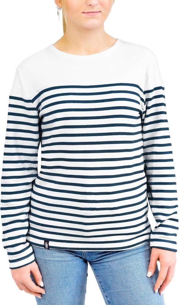 Breizh Ocean - Marinière LANESTER, Tee-Shirt rayé Manches Longues, épais en Coton Bio - Mixte, Homme ou Femme - XS au 4XL – Image 5