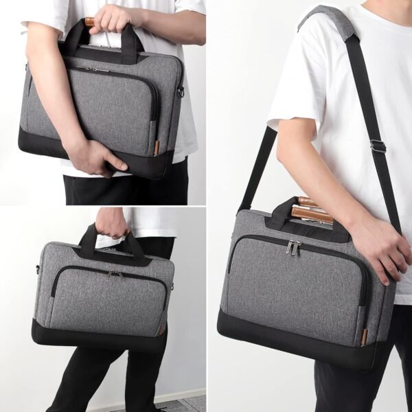 DOMISO 15-15.6 Pouces Sac pour Ordinateur Portable Affaires Mallette Compatible avec 15.6'' Lenovo Ideapad 330/ MacBook Pro/HP EliteBook 850 G3/Envy x360 15/Latitude 3580/Acer Chromebook/Asus,Gris – Image 6