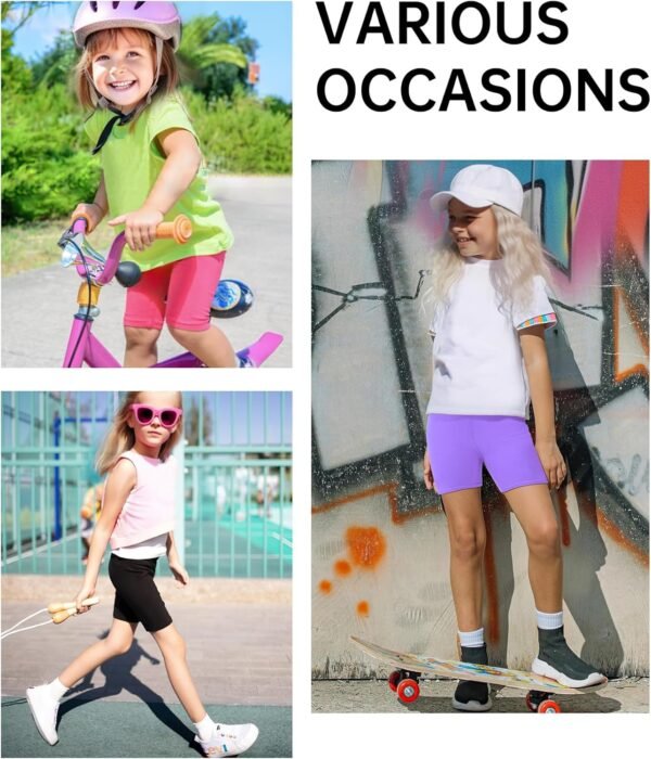 HASMES Lot de 3 shorts de cyclisme noirs en coton PE pour filles et filles - Pour la danse et la danse - Noir - Bleu marine et blanc – Image 6