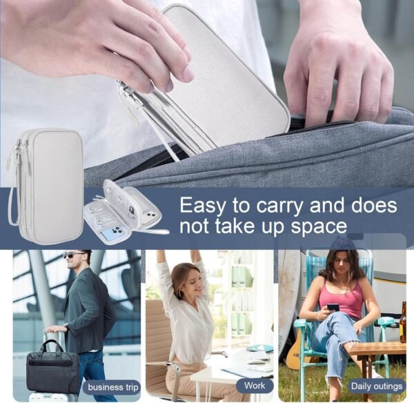 JENCVNL Sac de Rangement Câble, Organisateur Accessoires Électronique, Pochette Câble de Voyage, Organisateur Accessoires de Voyage Coque pour Disque Dur Externe (Marine, S (19 * 11 * 6.5cm)) – Image 7