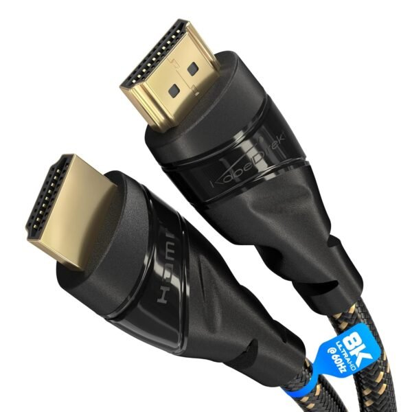 KabelDirekt – Câble HDMI 8K/4K – 4m – 8K@60Hz (cuivre supplémentaire pour Ultra HD rapide, gaine en nylon, 4K@120Hz/8K@60Hz – HDMI 2.0, haute vitesse avec Ethernet, Blu-ray/PS5/Xbox/Switch, noir)
