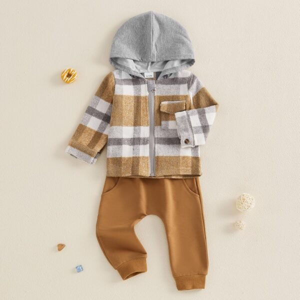 Geagodelia Ensemble de survêtement pour enfants de sport, vêtements pour bébé, jogging, contraste, couleur avec capuche, oreilles d'ours + pantalon de jogging – Image 2