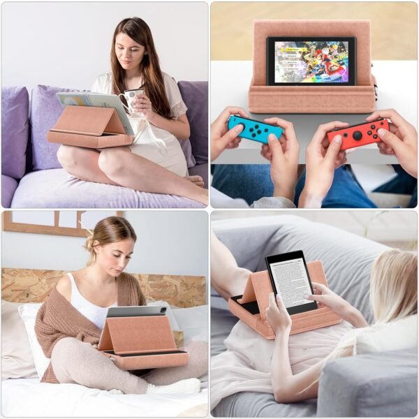 KDD Coussin de Support pour Tablette, Coussin Tablette à Angle Réglable, Porte ipad Pliable, Support iPad Lit avec Support de Stylet pour ipad Pro 12,9 10.5 11 Air Mini, Téléphones, Livres, Pêche – Image 8