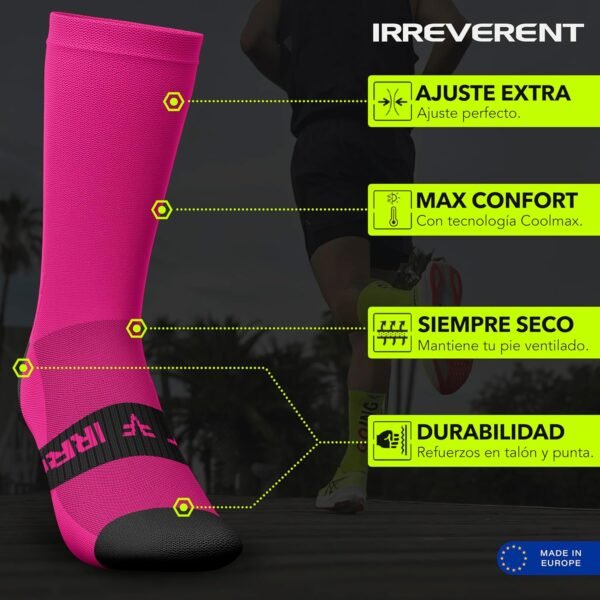 IRREVERENT Chaussettes de Sport Compressives et Hautes pour Running, Crossfit, Cyclisme, Padel, Basket – Image 2
