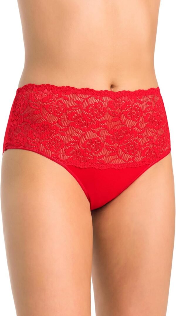 Teyli – Culotte Taille Haute en Coton avec Panneau en Dentelle à l’Avant, conçue pour Un Confort Optimal et Une Silhouette lissée.