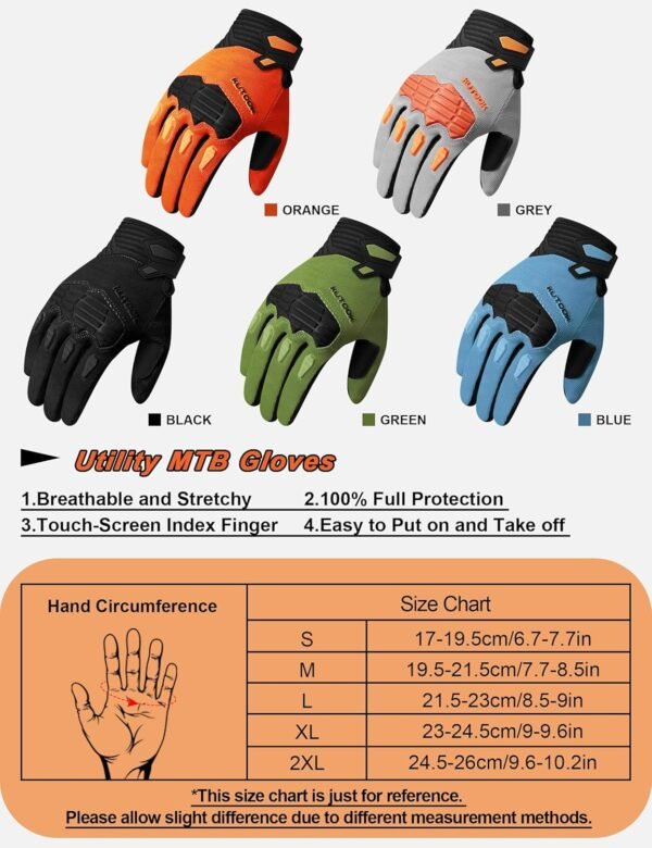 KUTOOK Gants de Cyclisme pour Hommes VTT Gants Cyclisme pour Ecrans Tactiles Gants de Vélo de Route AntidéRapants, Adaptés aux Sports de Plein Air – Image 6