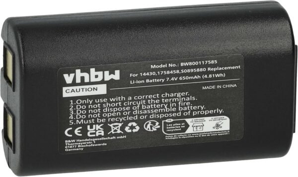 vhbw Batterie Remplacement pour Dymo 1758458, S0895880, S0915380, W003688 pour imprimante, Scanner, imprimante d'étiquettes (650mAh, 7,4V, Li-ION)