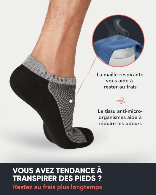 FM London Lot de 8 Paires de Chaussettes pour Homme en Bambou, Socquettes pour Homme, Chaussettes de Running, Respirantes, Résistantes aux Odeurs, avec Languette de Protection au Talon – Image 6