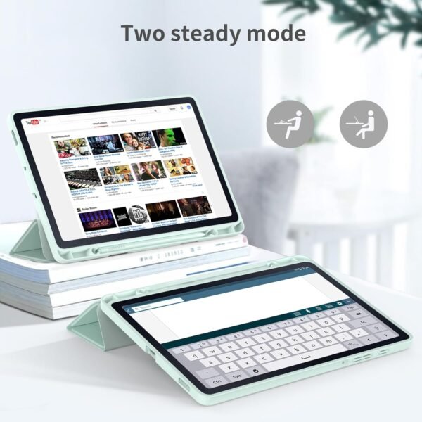EasyAcc Étui pour Samsung Galaxy Tab S6 Lite 10,4 Pouces 2024/2022/2020 avec Verre Trempé - Ultra Mince vec Couvercle Léger Étui en Cuir PU pour Tablettes (l'herbe Verte) – Image 5