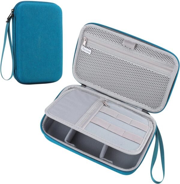 Teskyer Sac Organisateur de Câbles de Voyage, Imperméable, Coque Rigide, Meilleure Protection, Grande Capacité, Portable, Essentiels de Vacances pour Hommes Femmes, 14 x 22 x 6,5 cm, Vert foncé