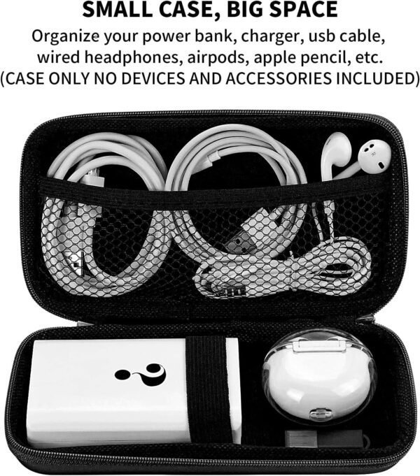ACOCOBUY Organisateur Accessoires Électroniques, Etui pour Disque Dur Externe 2,5" Pochette Voyage Portable Résistant Aux Chocs Étui de Transport Organiseur de EVA Sac de Power Bank Étui Sac Noir – Image 5