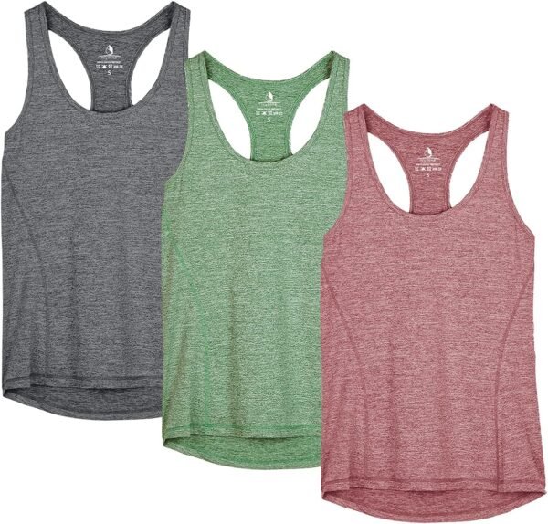 icyzone Débardeur de Sport Femme Dos Nageur Yoga Shirt sans Manches Running Fitness Tank Top, Lot de 3
