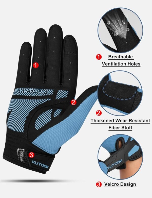 KUTOOK Gants de Cyclisme pour Hommes VTT Gants Cyclisme pour Ecrans Tactiles Gants de Vélo de Route AntidéRapants, Adaptés aux Sports de Plein Air – Image 5