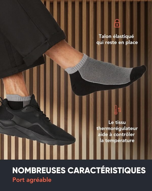 FM London Lot de 8 Paires de Chaussettes pour Homme en Bambou, Socquettes pour Homme, Chaussettes de Running, Respirantes, Résistantes aux Odeurs, avec Languette de Protection au Talon – Image 3