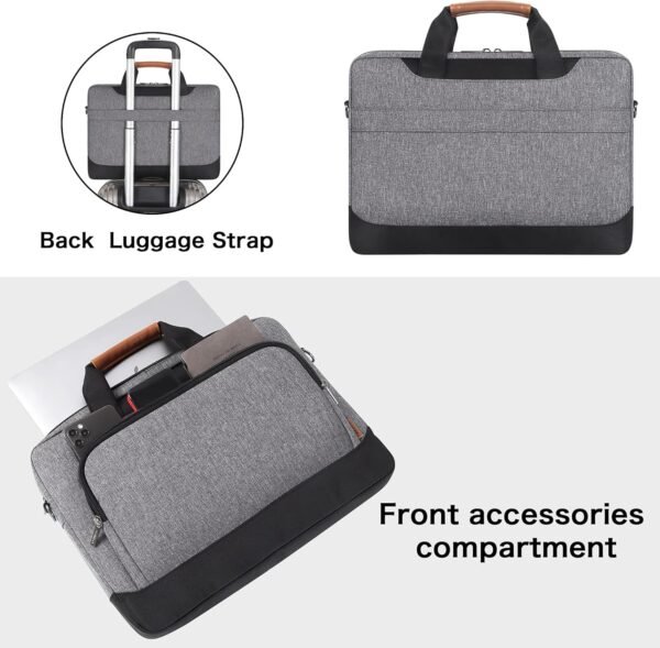 DOMISO 15-15.6 Pouces Sac pour Ordinateur Portable Affaires Mallette Compatible avec 15.6'' Lenovo Ideapad 330/ MacBook Pro/HP EliteBook 850 G3/Envy x360 15/Latitude 3580/Acer Chromebook/Asus,Gris – Image 2
