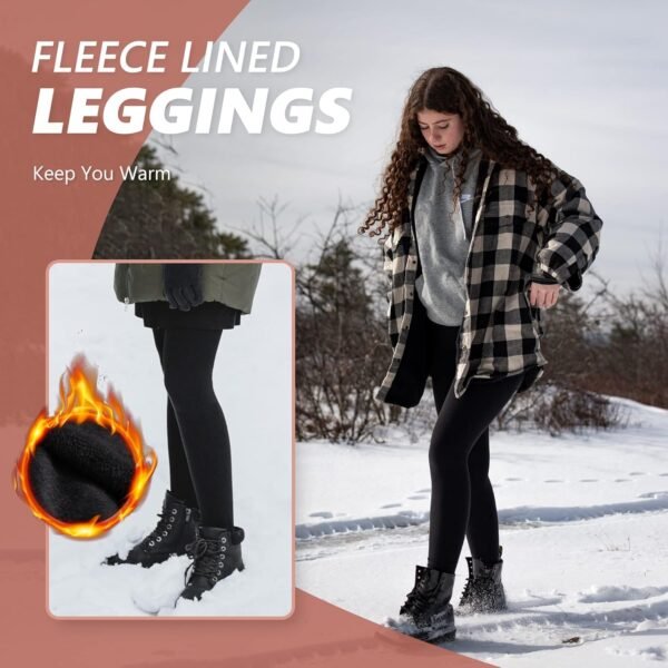 SINOPHANT Legging Polaire Femme Legging Chaud Femme Hiver Thermique Pantalon Taille Haute Élastiques pour Le Sport – Image 2