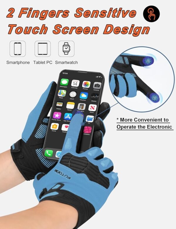 KUTOOK Gants de Cyclisme pour Hommes VTT Gants Cyclisme pour Ecrans Tactiles Gants de Vélo de Route AntidéRapants, Adaptés aux Sports de Plein Air – Image 4