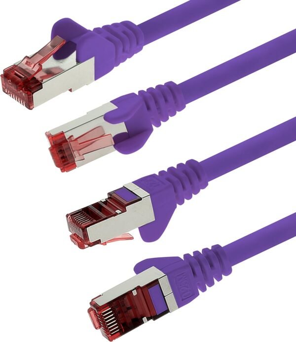 1aTTack.de - 10x 0,5 m câble patch CAT6 S/FTP PIMF blindage CAT.6 câble réseau RJ45 câble Ethernet DSL LAN routeur commutateur modem panneau de brassage - violet - 10 pièces – Image 8