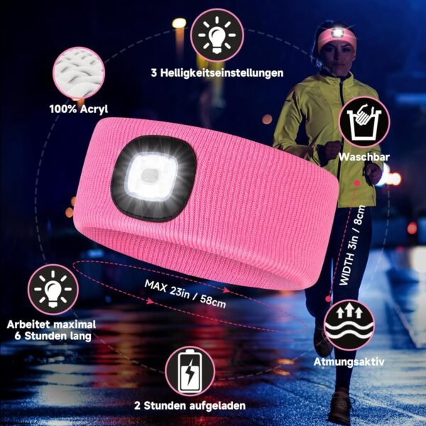 Cadeau Homme Femme Noel Richaa Bandeau Cheveux Sport Lampe Frontale Rechargeable LED pour Pêche Camping Cyclisme Jogging Running – Image 5
