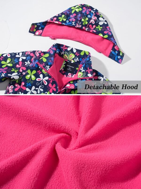 SERENYOU Veste imperméable pour fille avec doublure en polaire et capuche amovible – Image 6