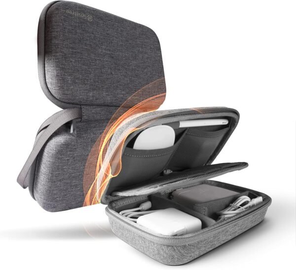 Smatree Étui Rigide pour Apple Magic Mouse, Chargeur Magsafe, Adaptateur Secteur, Câble USB, Pencil, Étui de Rangement pour Accessoires Électroniques pour Macbook, Petit Sac - Gris