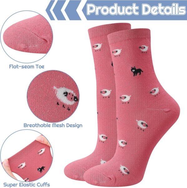 Utensilsto Lot de 8 paires de chaussettes pour femme 35-38 - Chaussettes colorées amusantes avec motif animal - Chaussettes en coton - Cadeau pour les femmes amateurs de chats - Idée cadeau – Image 3