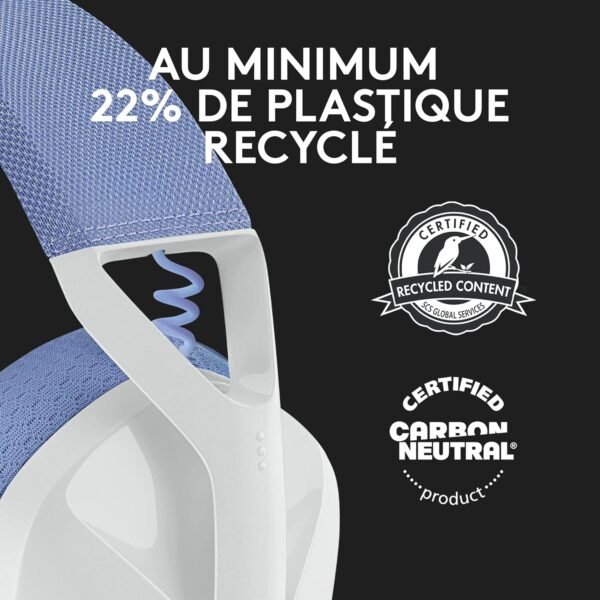 Logitech G435 LIGHTSPEED & Bluetooth sans Fil Casque Gamer, léger circum-auriculaire, Micro intégré, Batterie de 18h, Compatible avec Dolby Atmos, PC, PS4, PS5, Mobile, Nintendo Switch - Blanc – Image 8