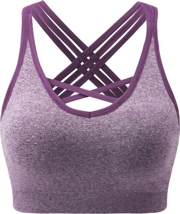 ANGOOL Femme Soutien Gorge de Sport Coussinets Amovibles Brassière Dos croisé Yoga Bustier sans Armature