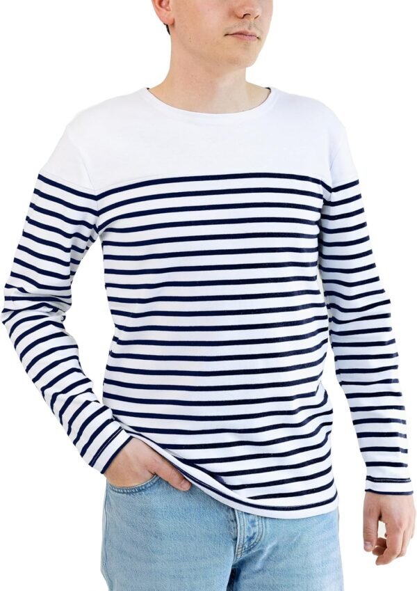 Breizh Ocean - Marinière LANESTER, Tee-Shirt rayé Manches Longues, épais en Coton Bio - Mixte, Homme ou Femme - XS au 4XL – Image 2