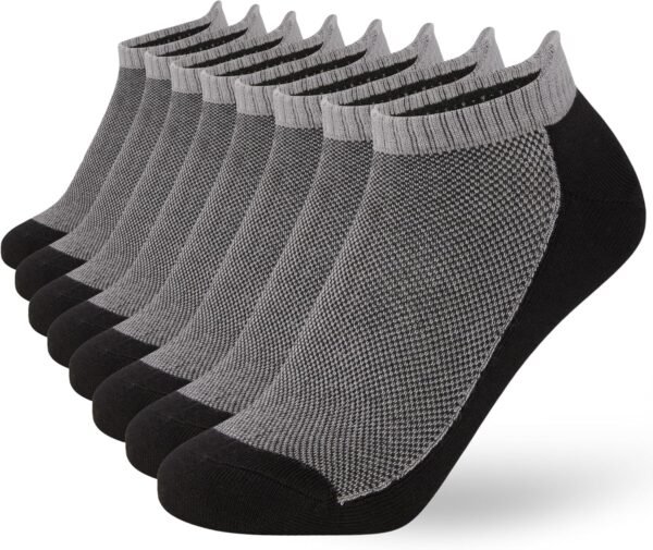 FM London Lot de 8 Paires de Chaussettes pour Homme en Bambou, Socquettes pour Homme, Chaussettes de Running, Respirantes, Résistantes aux Odeurs, avec Languette de Protection au Talon