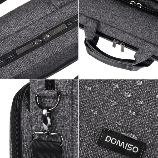 DOMISO Sacoche Ordinateur 14 Pouces Imperméable Pochette PC Portable Sac à Bandoulière Homme pour 14" Acer Aspire 1 Swift 3 / HP Stream 14 Pavilion 14 / Lenovo IdeaPad/Asus, Gris Foncé＋Noir – Image 5