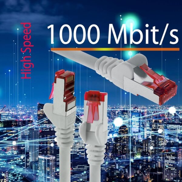 1aTTack.de - 10x 0,5 m câble patch CAT6 S/FTP PIMF blindage CAT.6 câble réseau RJ45 câble Ethernet DSL LAN routeur commutateur modem panneau de brassage - violet - 10 pièces – Image 2