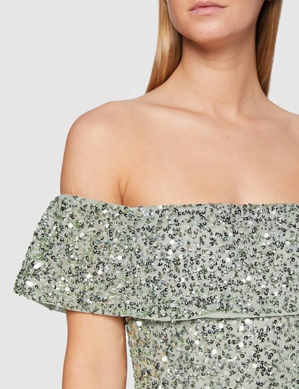 Maya Deluxe Maya Berry Bardot Embellished Maxi Dress Robe de Demoiselle d'honneur Femme – Image 5