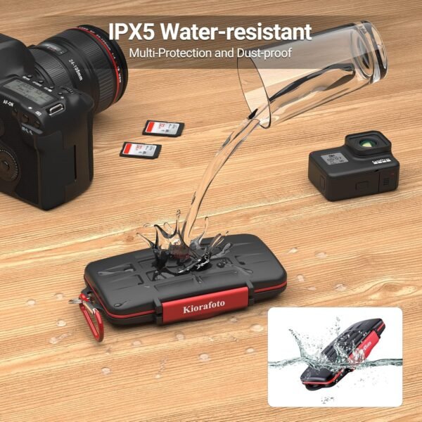 Kiorafoto Étui pour Cartes Mémoire, 12 Emplacements Résistant à l'eau et aux Chocs pour SD SDHC SDXC Professionnel Porte Carte SD avec Mousqueton- Petit et Portable – Image 2