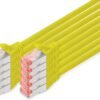 DIGITUS Câble LAN Cat 6-3m - 10 pièces - RJ45 Câble réseau - S/FTP Blindé - Compatible Cat 6A & Cat 7 - Jaune