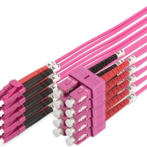 DIGITUS Câble à Fibre Optique OM4 - 5 Pièces - 3 m - LC à SC - Duplex - 1/10/40/100 Gbit/s - LAN Multimode MM - Type de Fibre : 50/125 µ - Violet