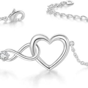 Coeur Infini Bracelet Femme Acier Inoxydable Plaqué Or/Argent/Or Rose Zirconium Bracelet Fantaisie Bijoux Cadeau