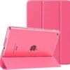MoKo Étui Smart Cover pour New iPad 9ème Génération 2021, Étui à Rabat avec Support et Semi-Transparent Protecteur pour iPad 8e Génération 10.2" 2020/iPad 7e Génération 10.2" 2019, Pastèque Rouge