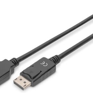 DIGITUS Câble d'extension DisplayPort - DP 1.2 - mâle/femelle - 2.0m - UHD 4K/60Hz - avec verrouillage - Compatible avec moniteur, carte graphique de jeu - Noir